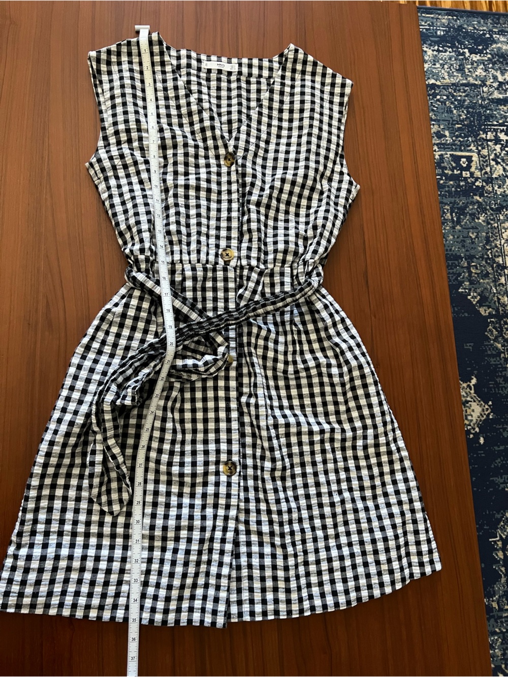 Mango Black and White Gingham Button-Front dress size small